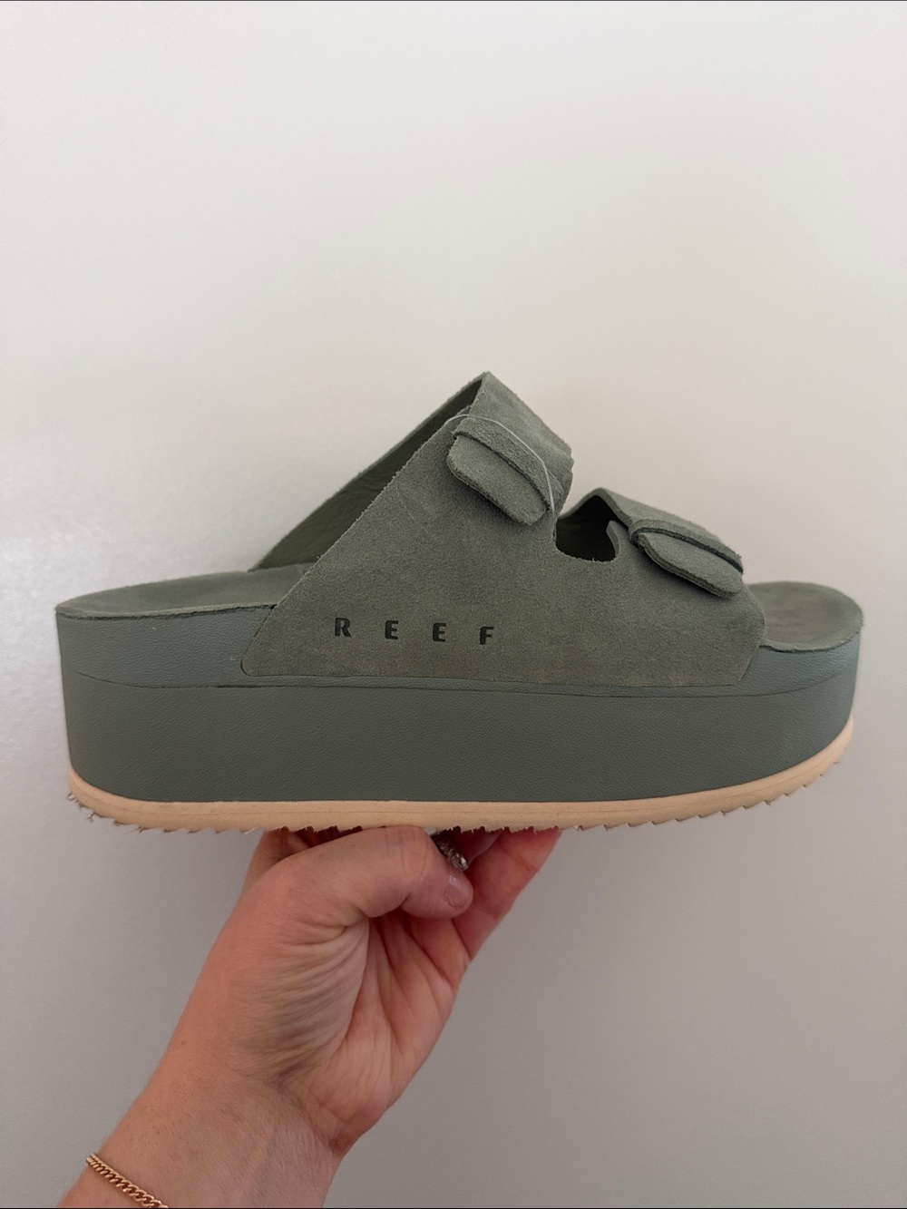 Reef Platform Slide Mule in blue
